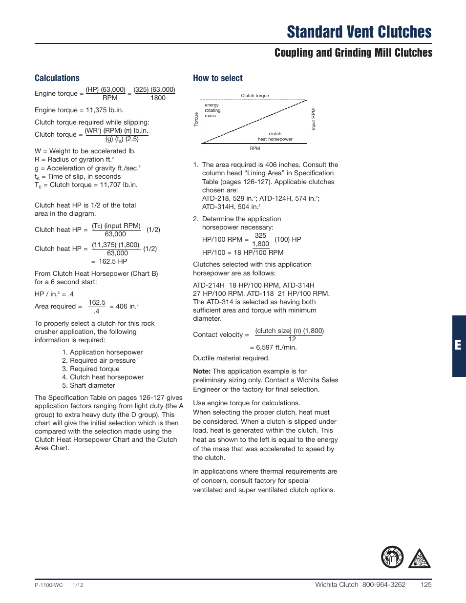 Standard vent clutches, Coupling and grinding mill clutches, Calculations | How to select | Wichita Clutch SV - Standard Ventilated Clutch User Manual | Page 4 / 14