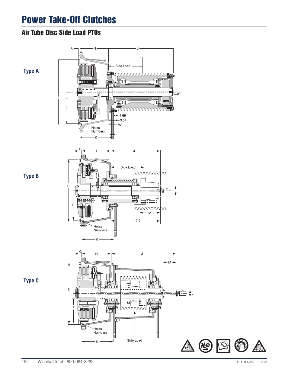 Power take-off clutches, Air tube disc side load ptos | Wichita Clutch Mechanical Power Take-Offs User Manual | Page 8 / 9
