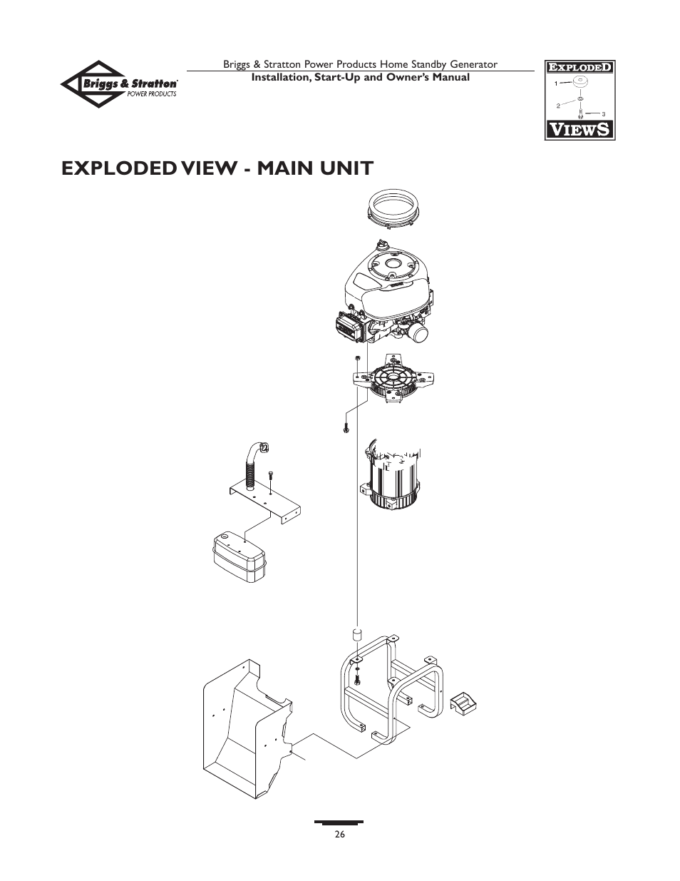 Exploded view - main unit | Briggs & Stratton 01975-0 User Manual | Page 26 / 80
