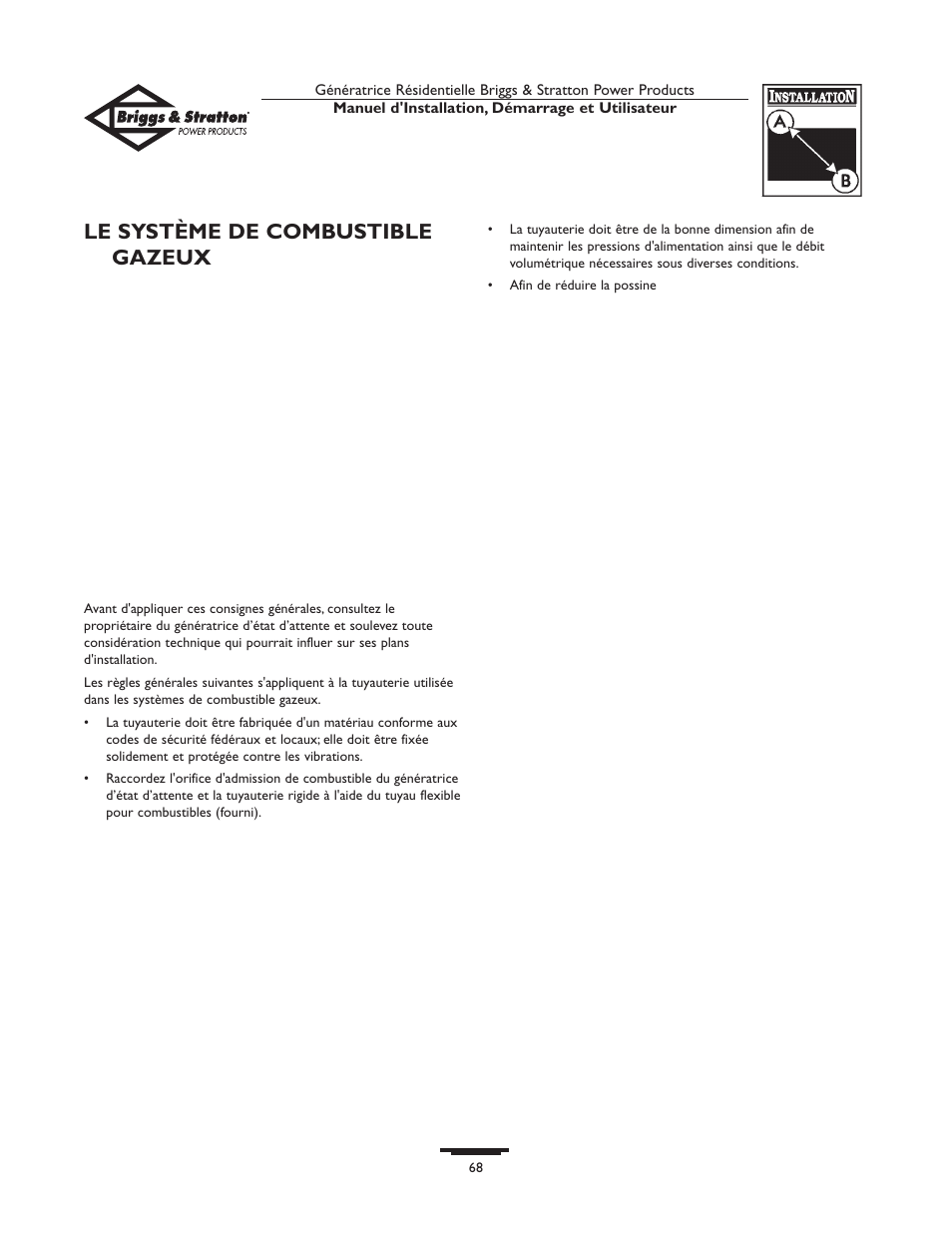 Le système de combustible gazeux | Briggs & Stratton 01975-0 User Manual | Page 68 / 80