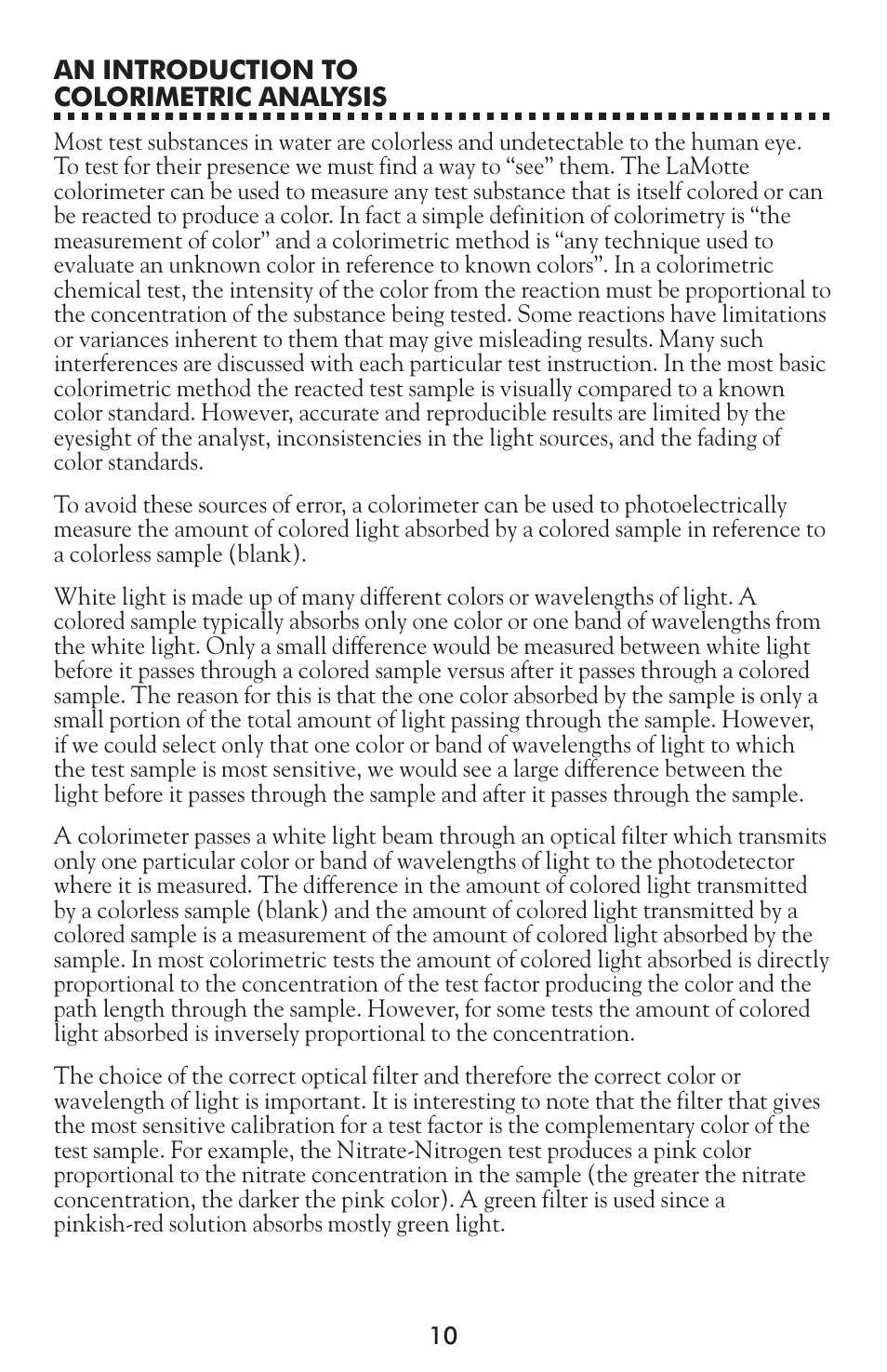 LaMotte 1200 Colorimeter User Manual | Page 10 / 84