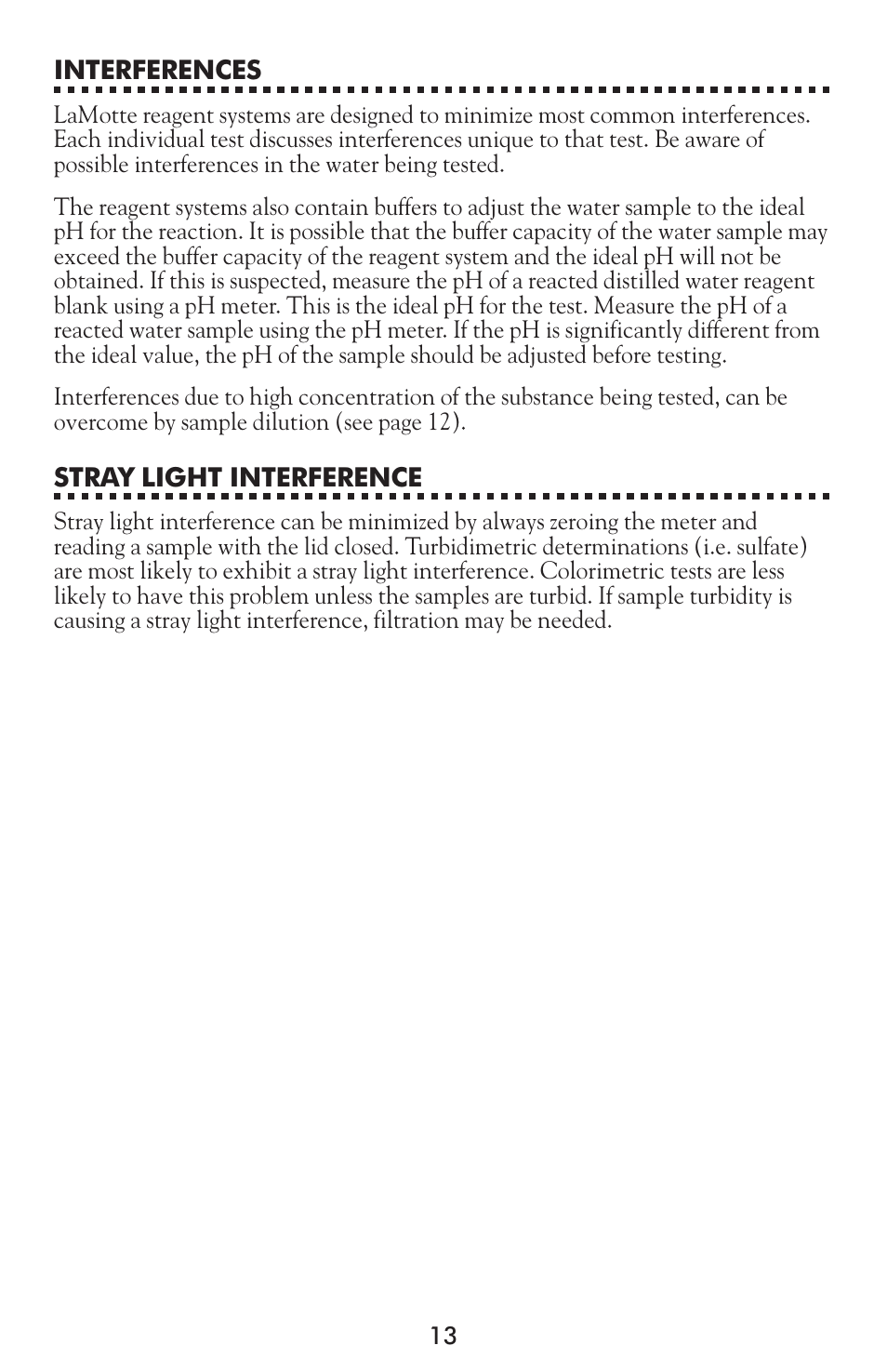 LaMotte 1200 Colorimeter User Manual | Page 13 / 84