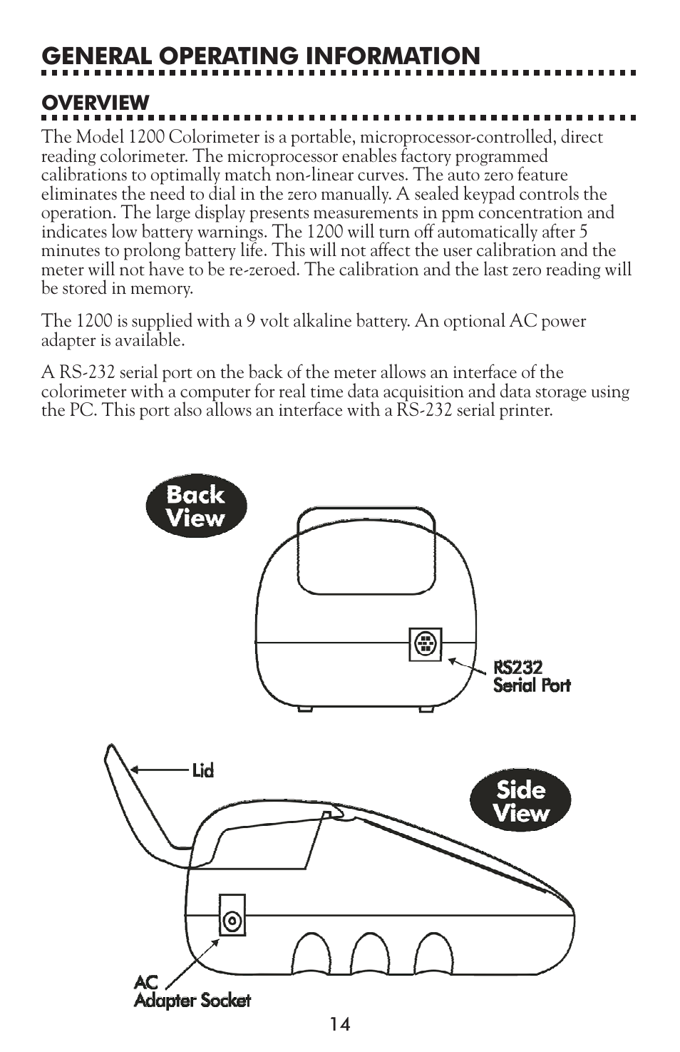 General operating information | LaMotte 1200 Colorimeter User Manual | Page 14 / 84