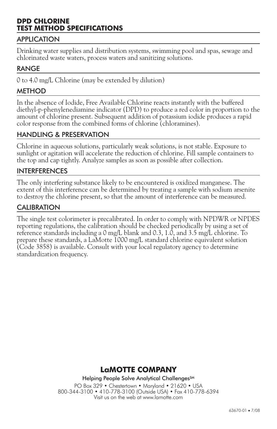 Lamotte company | LaMotte 1200 Colorimeter User Manual | Page 32 / 84