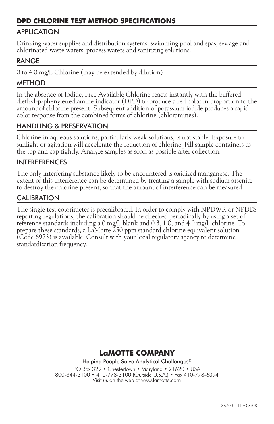 Lamotte company | LaMotte 1200 Colorimeter User Manual | Page 36 / 84