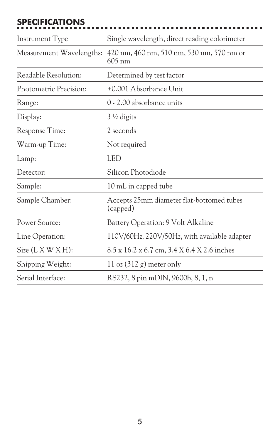 LaMotte 1200 Colorimeter User Manual | Page 5 / 84