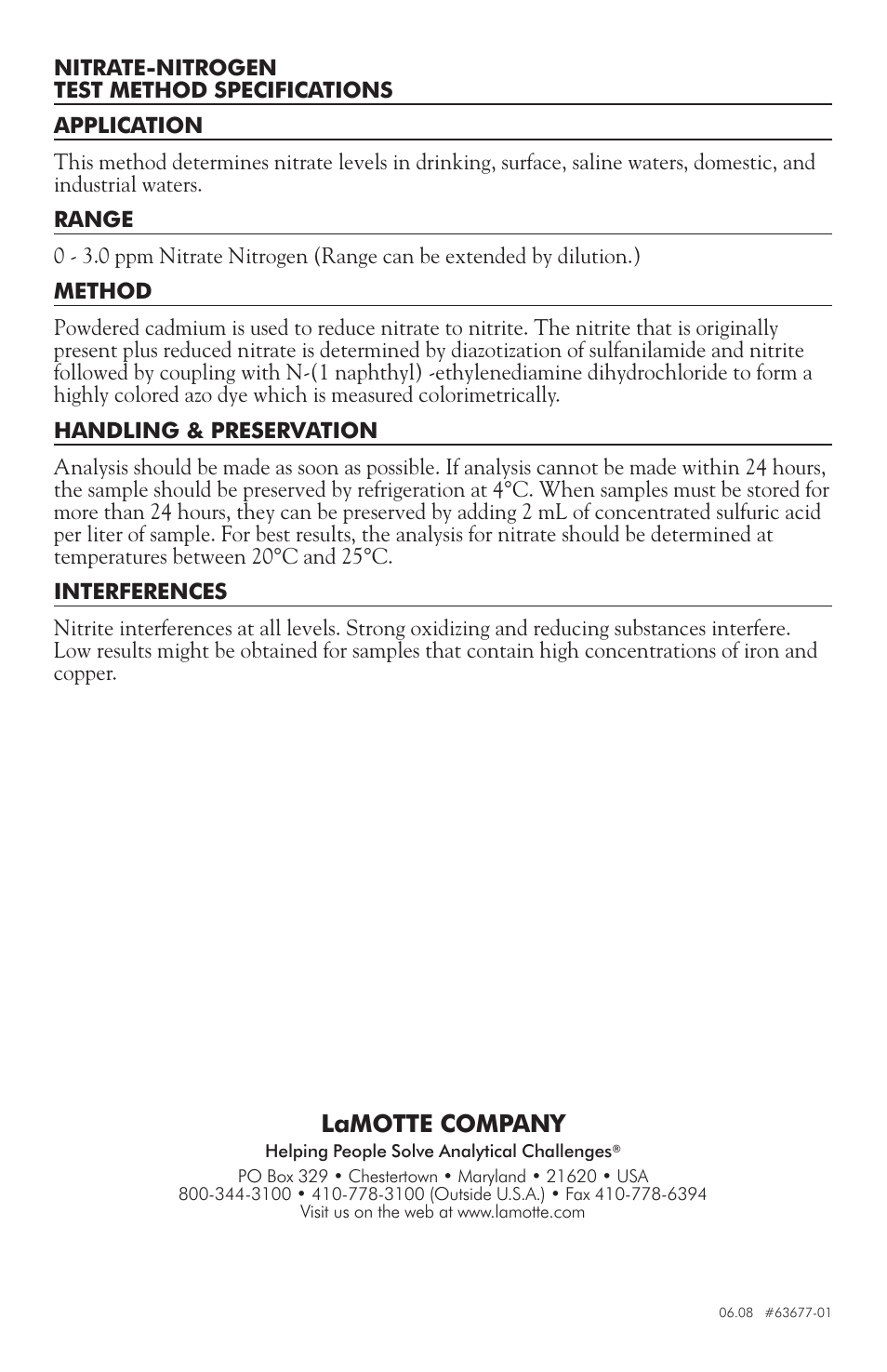 Lamotte company | LaMotte 1200 Colorimeter User Manual | Page 60 / 84