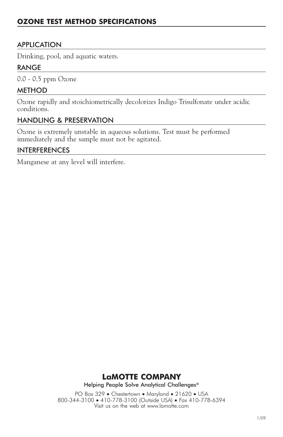 Lamotte company | LaMotte 1200 Colorimeter User Manual | Page 64 / 84