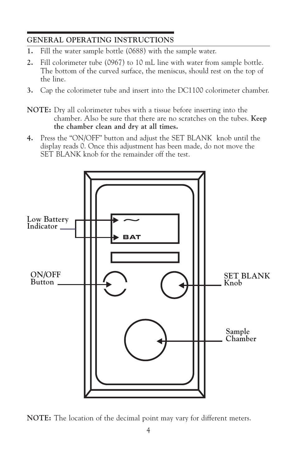 LaMotte DC1100 Colorimeter User Manual | Page 4 / 8