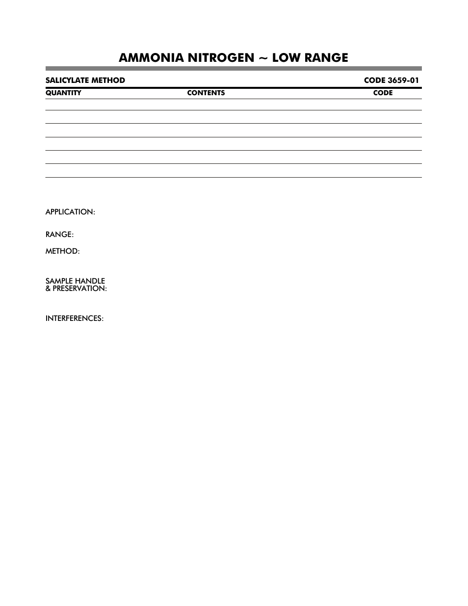 Ammonia nitrogen ~ low range | LaMotte DC1600 Colorimeter User Manual | Page 13 / 90