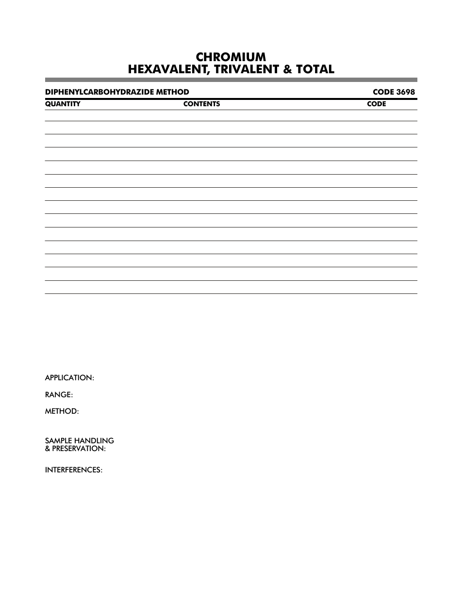 Chromium hexavalent, trivalent & total | LaMotte DC1600 Colorimeter User Manual | Page 27 / 90