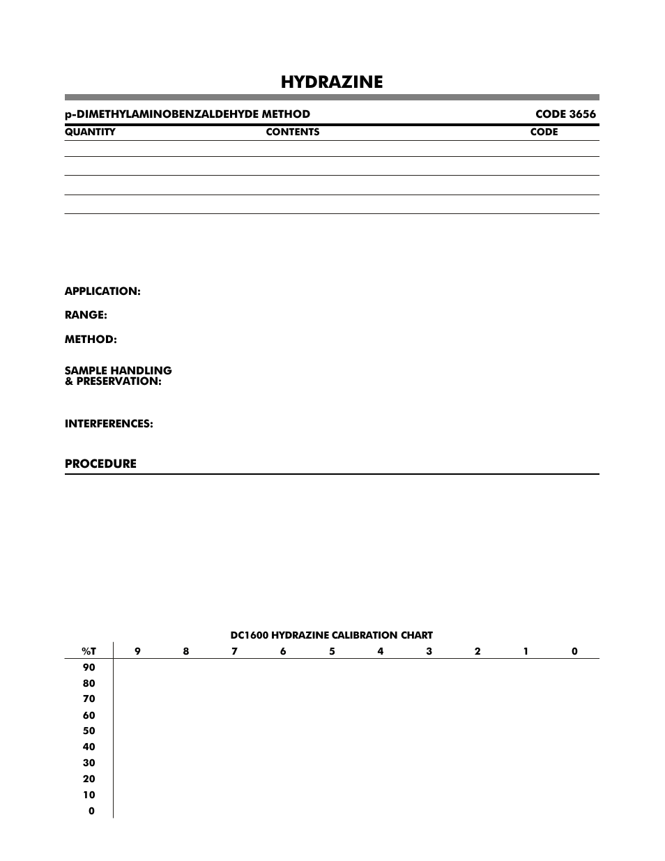 Hydrazine | LaMotte DC1600 Colorimeter User Manual | Page 41 / 90