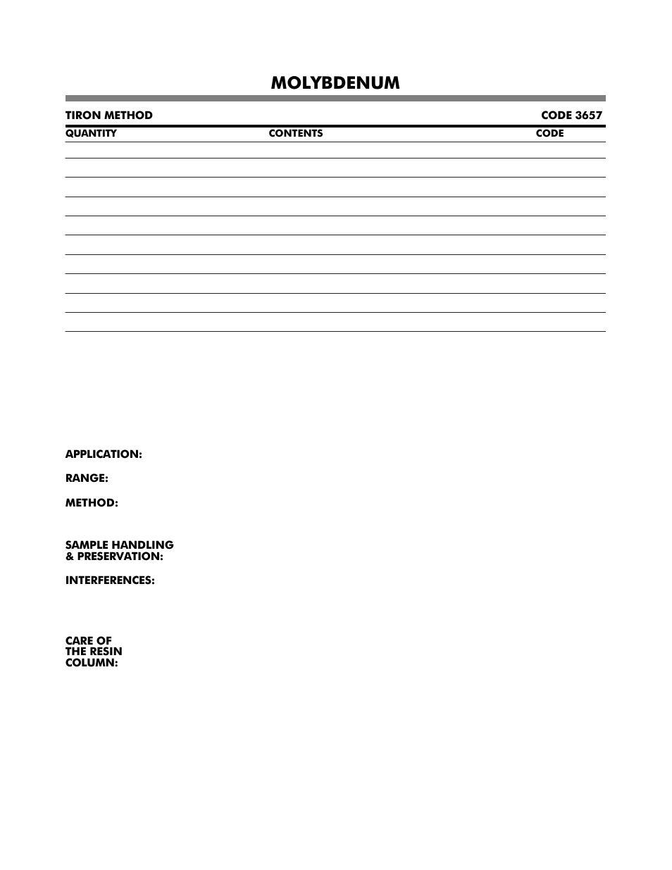 Molybdenum | LaMotte DC1600 Colorimeter User Manual | Page 53 / 90