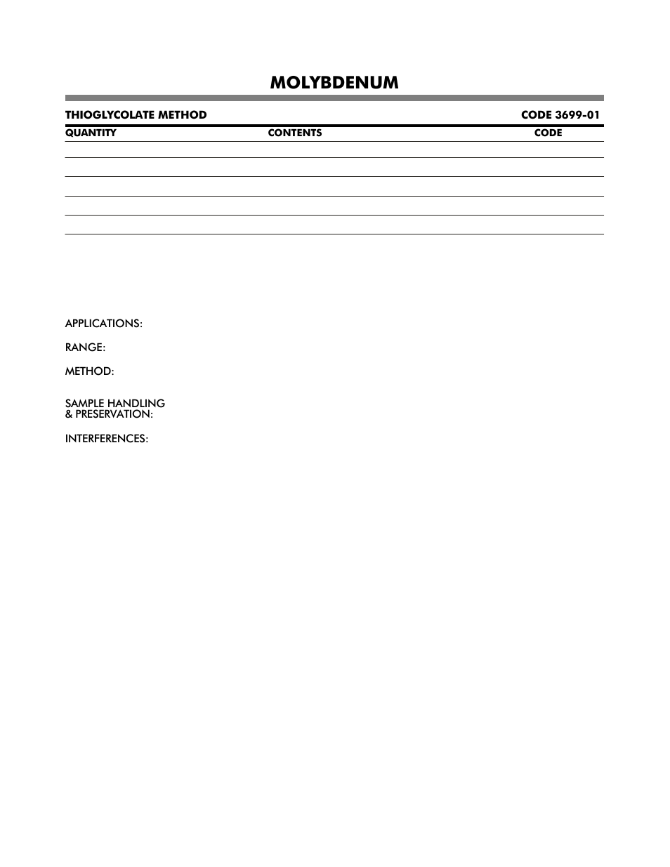 Molybdenum | LaMotte DC1600 Colorimeter User Manual | Page 55 / 90