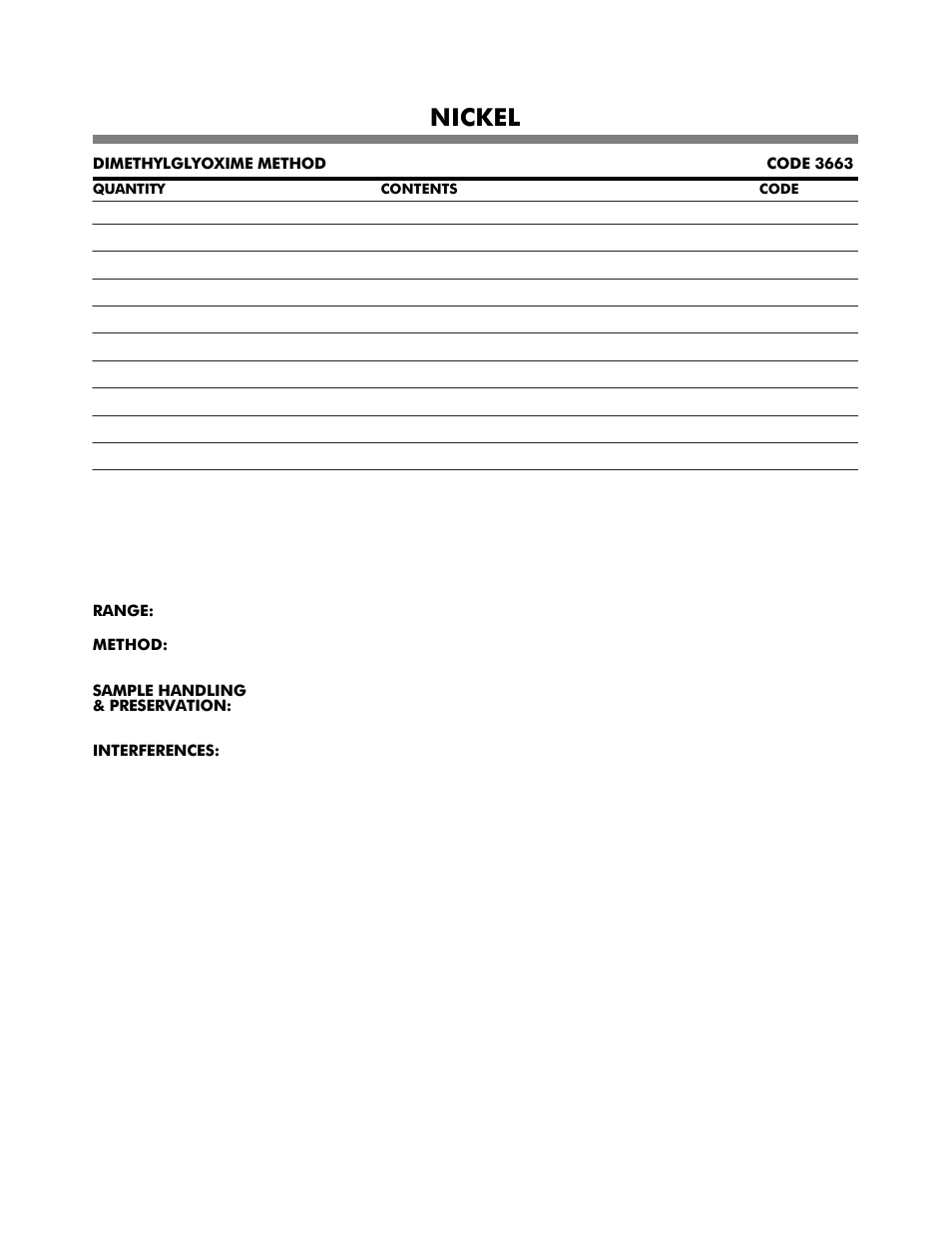 Nickel | LaMotte DC1600 Colorimeter User Manual | Page 57 / 90