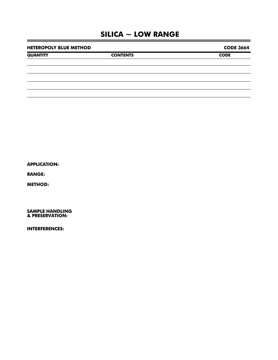 Silica ~ low range | LaMotte DC1600 Colorimeter User Manual | Page 77 / 90