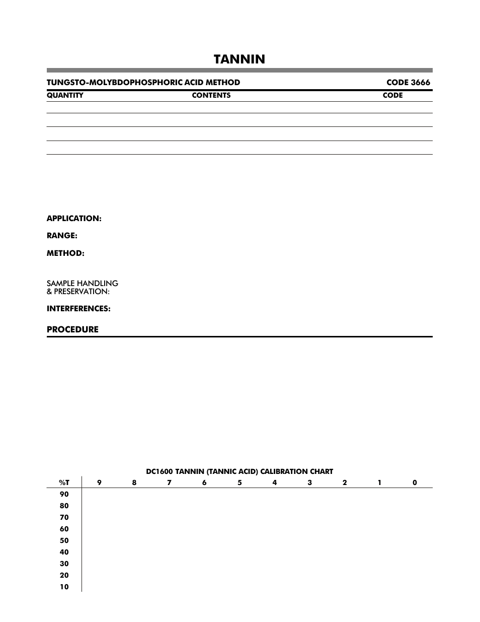 Tannin | LaMotte DC1600 Colorimeter User Manual | Page 85 / 90