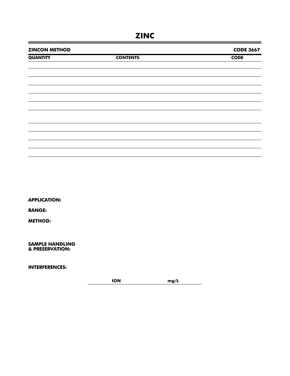Zinc | LaMotte DC1600 Colorimeter User Manual | Page 89 / 90