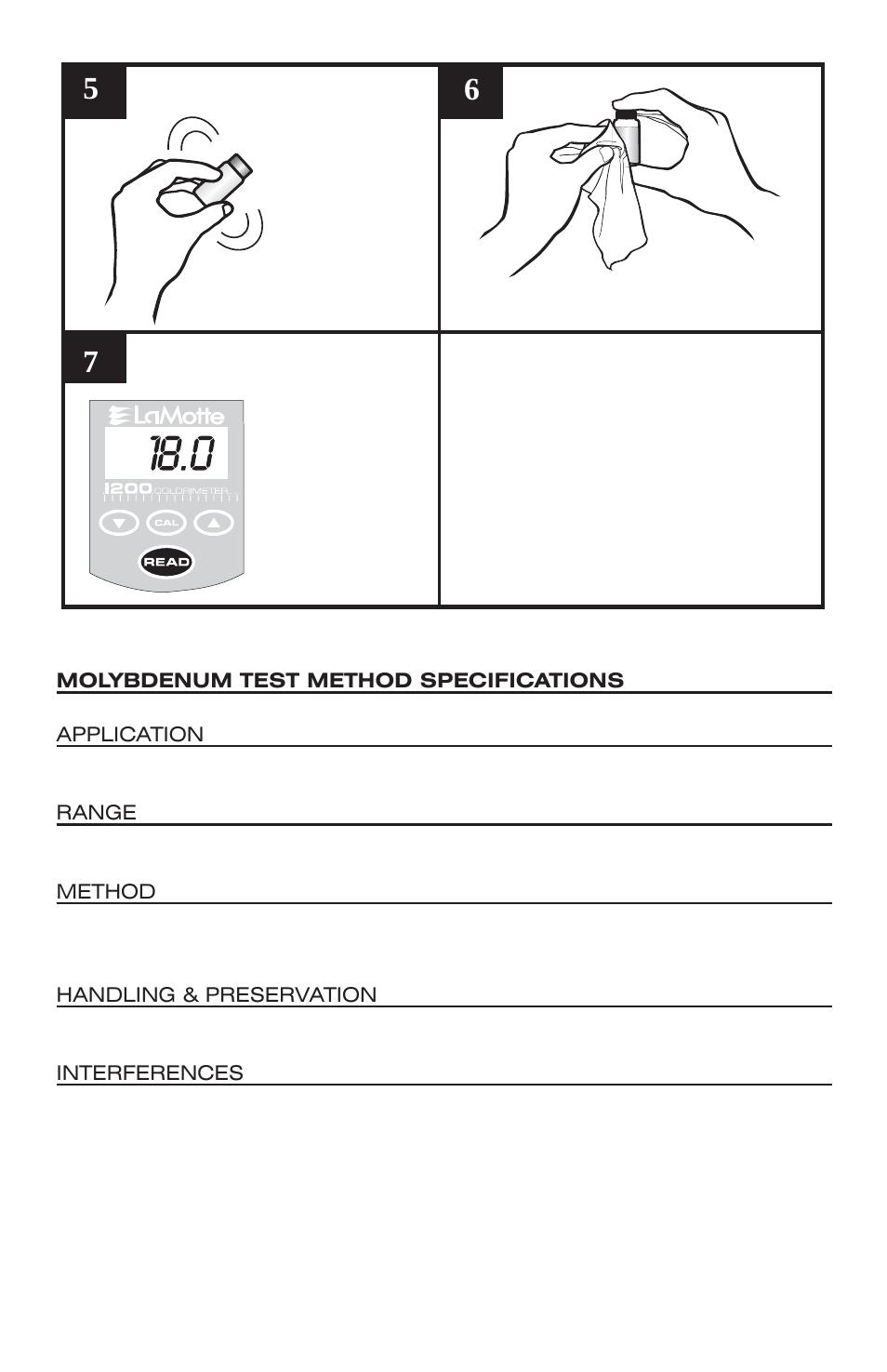 LaMotte MOLYBDENUM 1200 COLORIMETER User Manual | Page 3 / 4