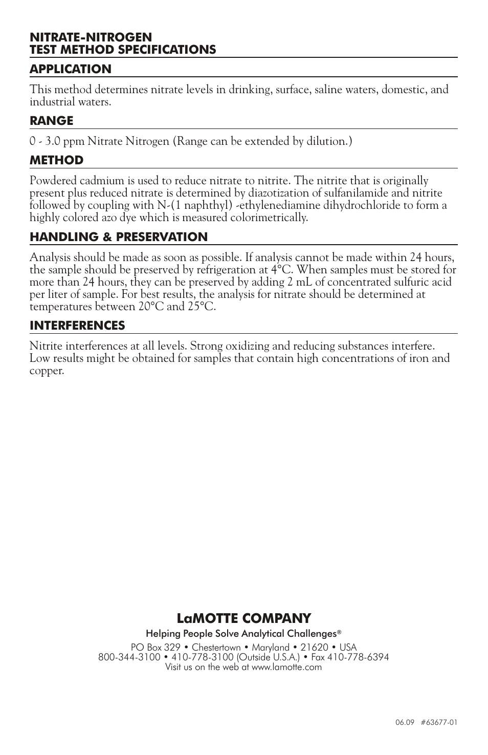 Lamotte company | LaMotte 1200-NA COLORIMETER User Manual | Page 4 / 4