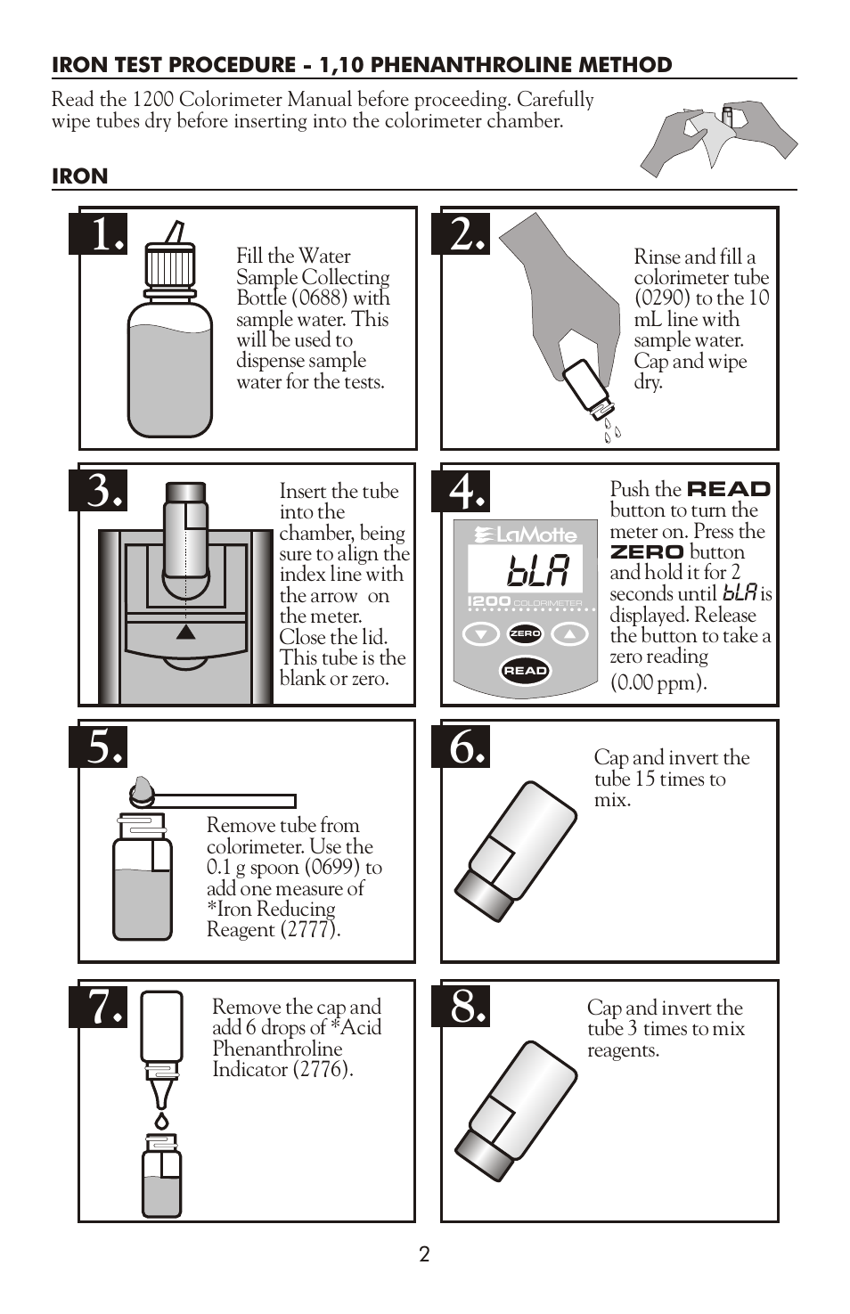 LaMotte 1200 COLORIMETER IRON 1200-FE User Manual | Page 2 / 4