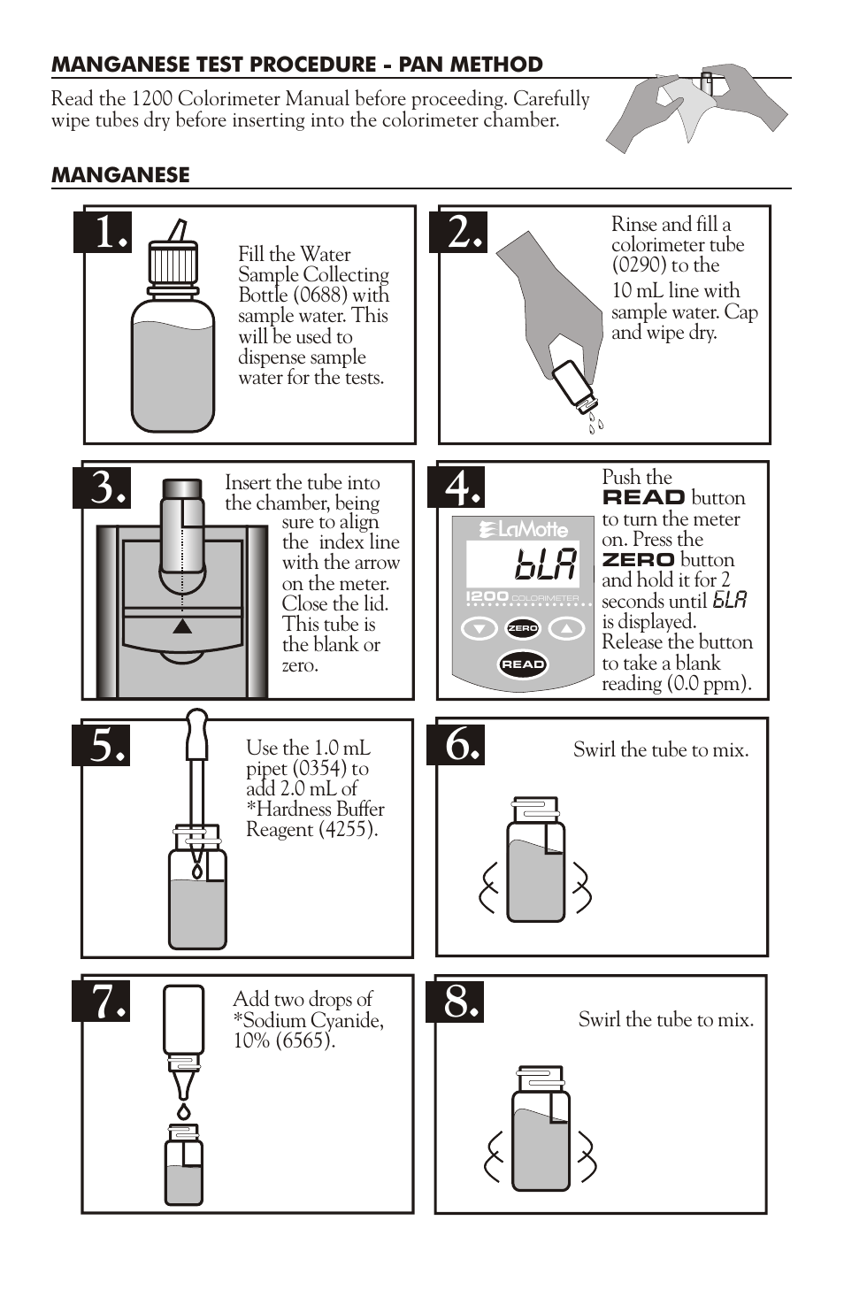 LaMotte 1200 COLORIMETER MANGANESE 1200-MN User Manual | Page 2 / 4