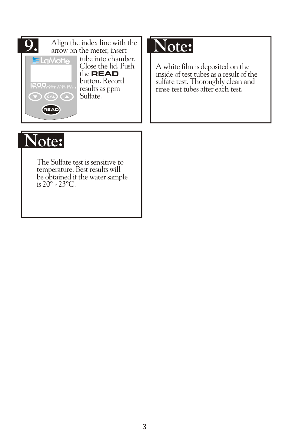 LaMotte 1200 COLORIMETER SULFATE 1200-SU User Manual | Page 3 / 4