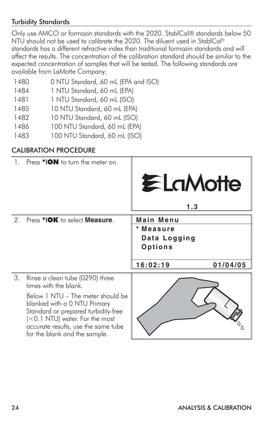 LaMotte 2020i Turbidimeter User Manual | Page 24 / 44