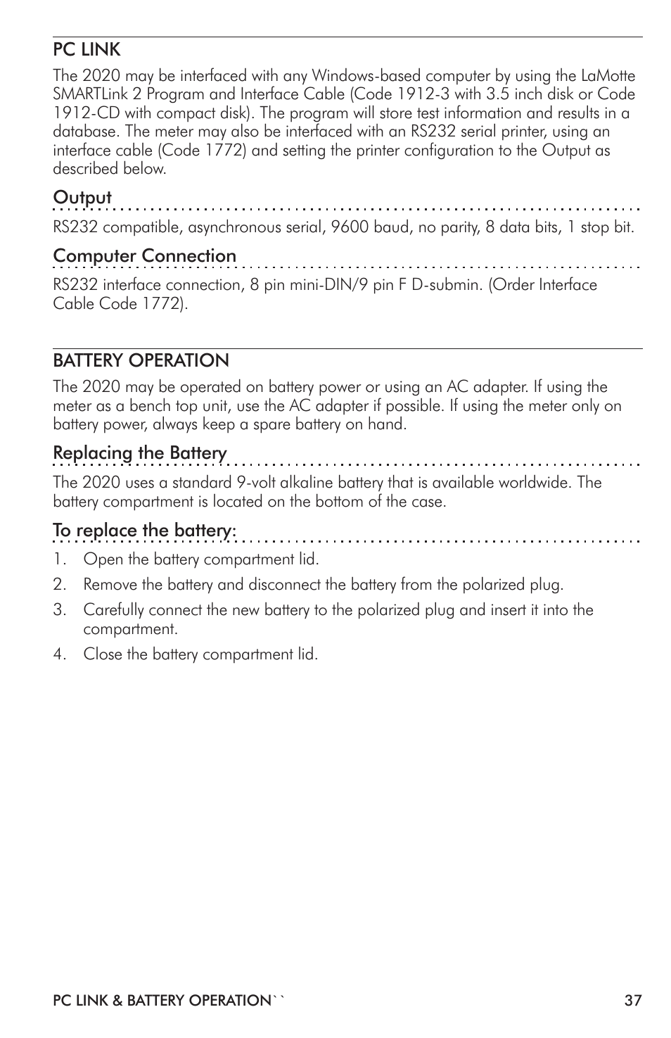 LaMotte 2020i Turbidimeter User Manual | Page 37 / 44