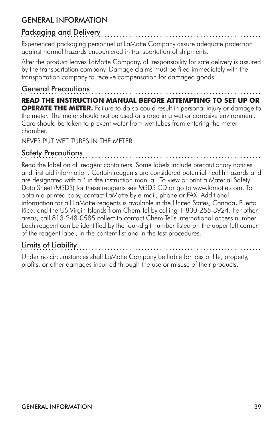 LaMotte 2020i Turbidimeter User Manual | Page 39 / 44