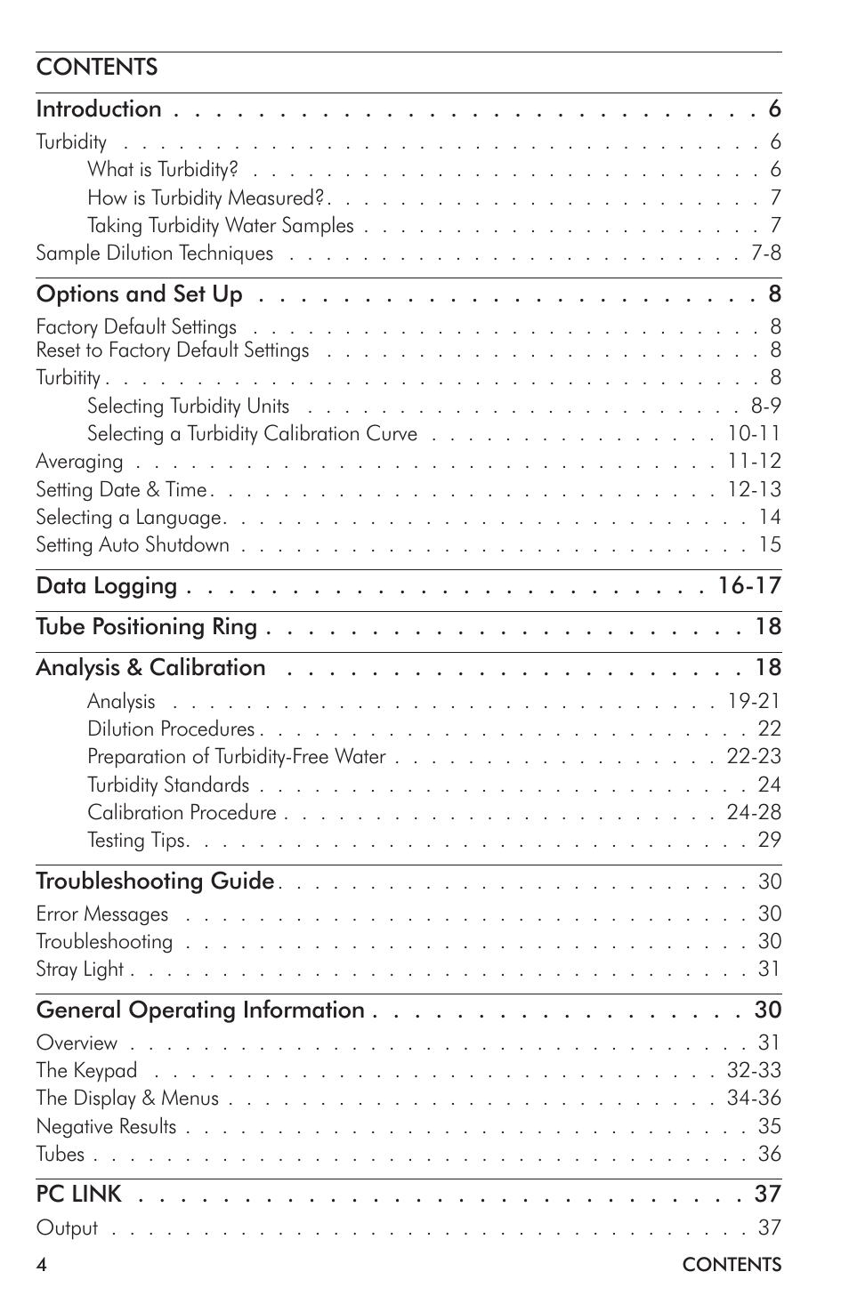 LaMotte 2020i Turbidimeter User Manual | Page 4 / 44