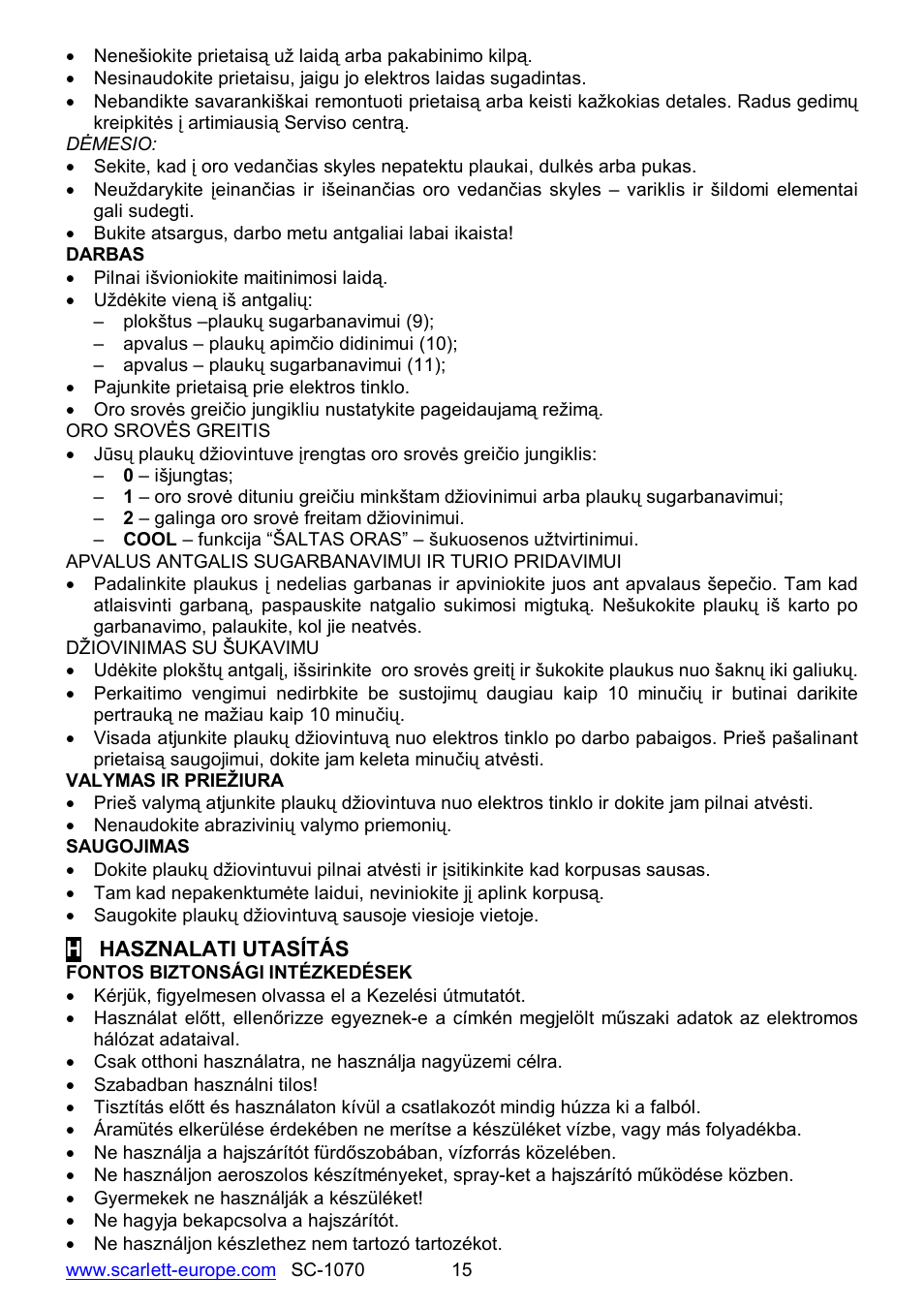 Scarlett SC-1070 User Manual | Page 15 / 20