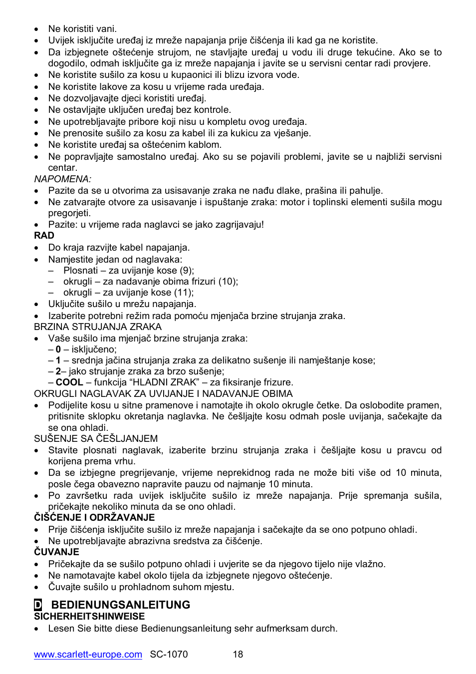 Scarlett SC-1070 User Manual | Page 18 / 20