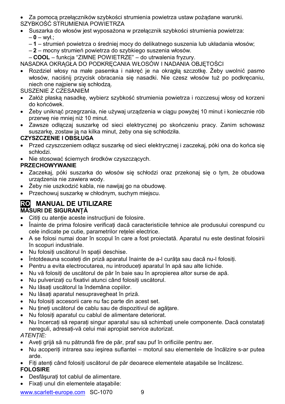 Scarlett SC-1070 User Manual | Page 9 / 20