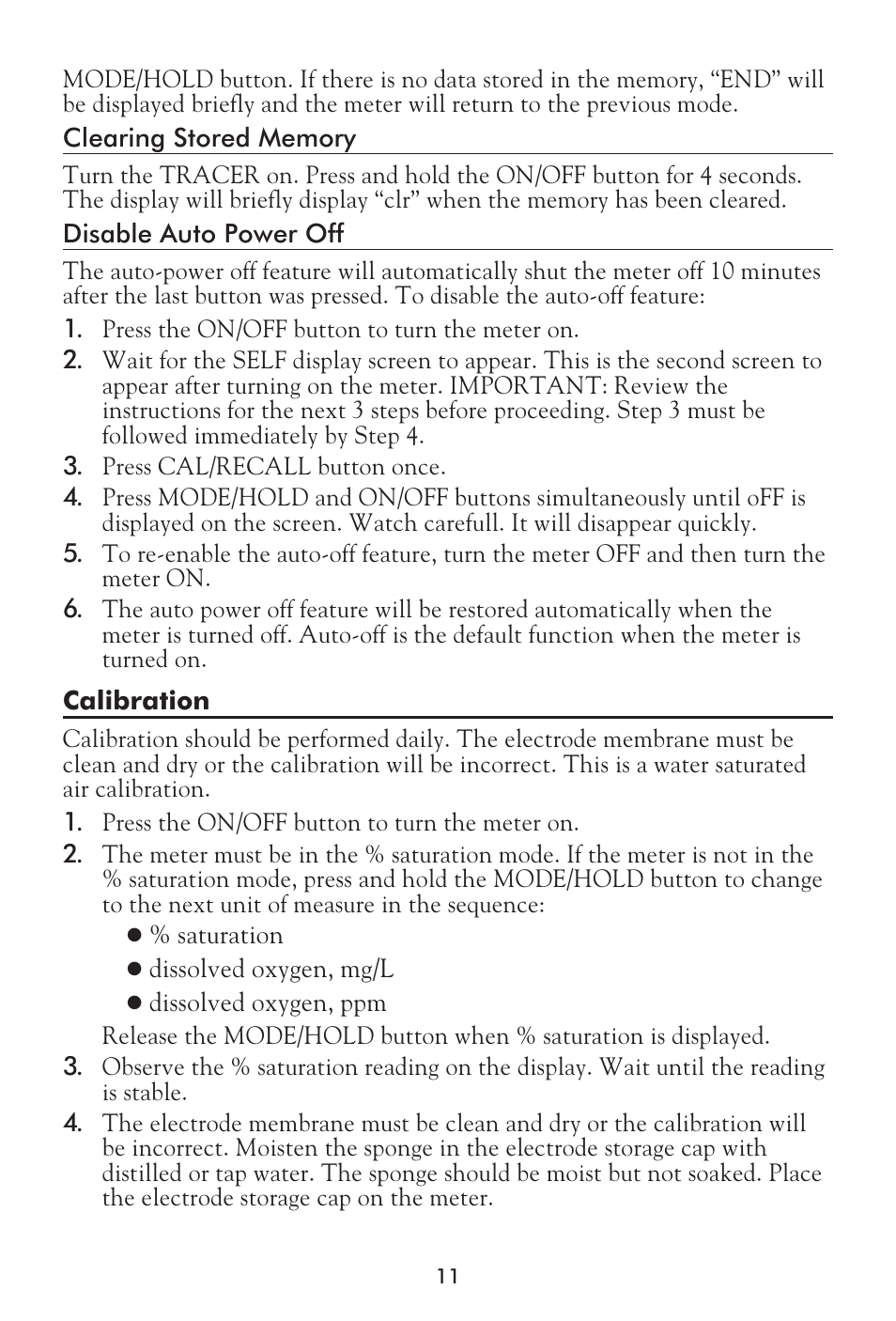 LaMotte Tracer Dissolved Oxygen Meter User Manual | Page 11 / 21