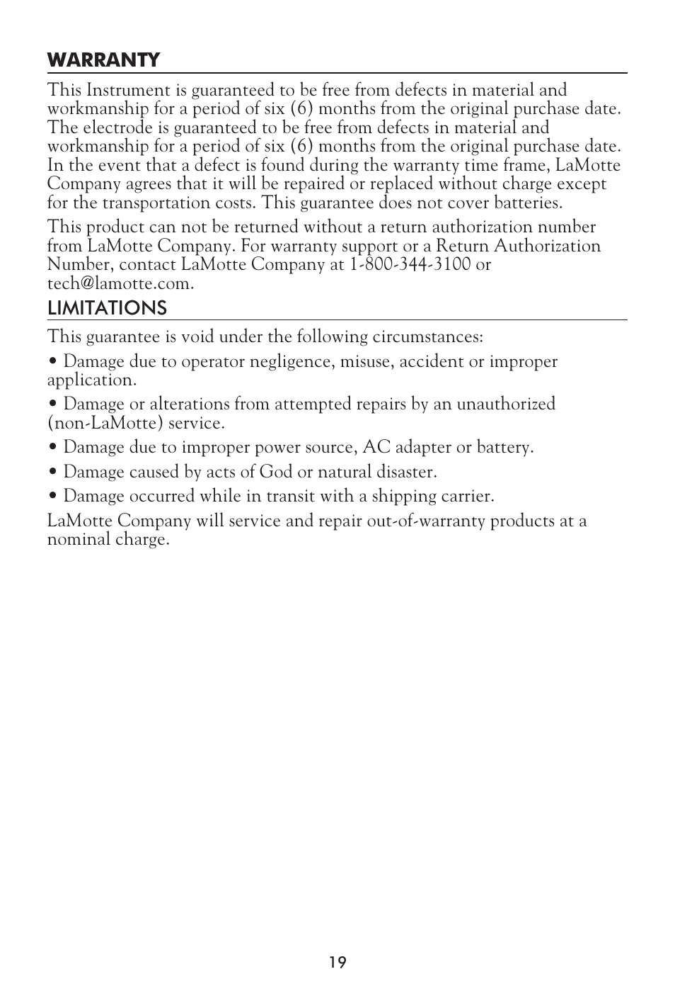 LaMotte Tracer Dissolved Oxygen Meter User Manual | Page 19 / 21