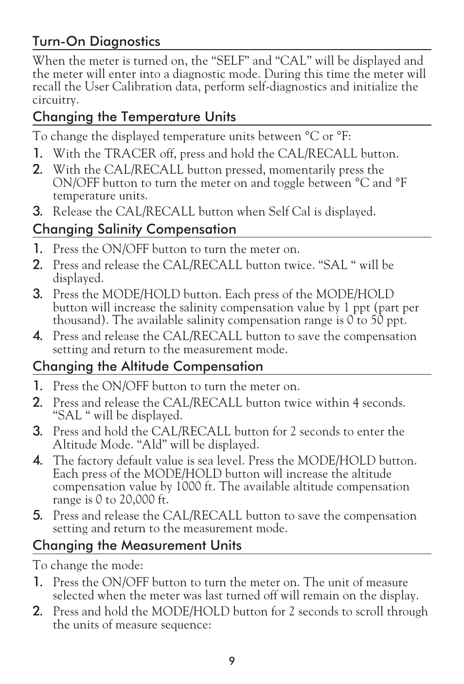 LaMotte Tracer Dissolved Oxygen Meter User Manual | Page 9 / 21