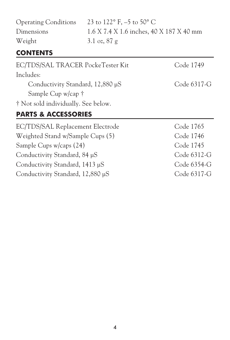 LaMotte Tracer SAL Meter User Manual | Page 4 / 20