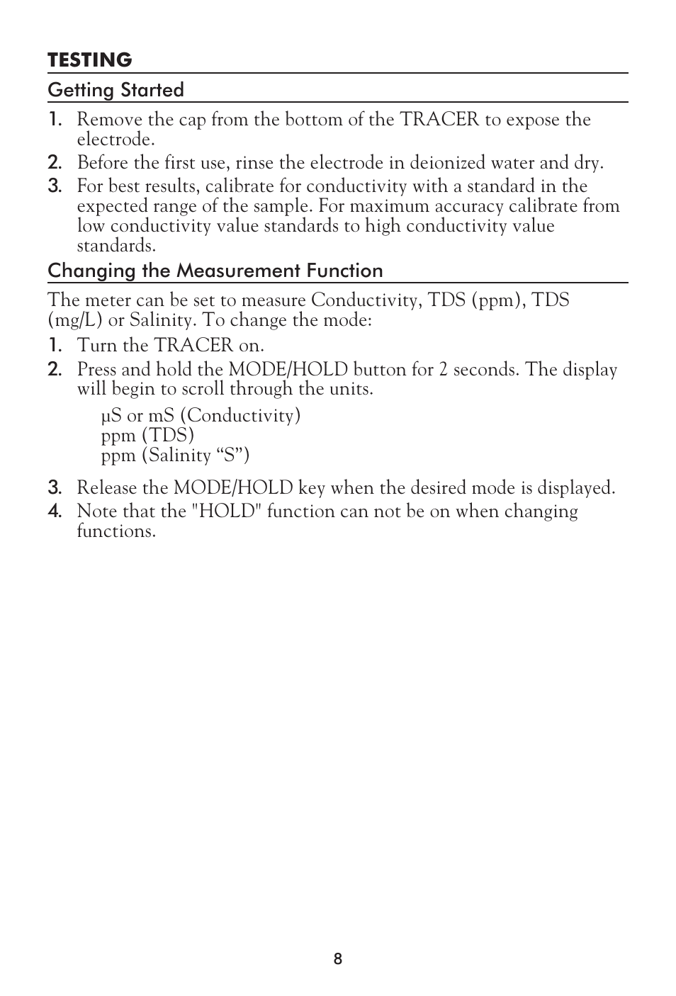 LaMotte Tracer SAL Meter User Manual | Page 8 / 20