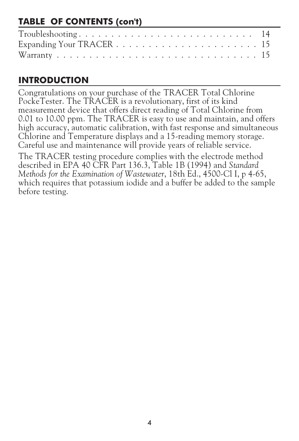 LaMotte Tracer Total Chlorine Meter User Manual | Page 4 / 16