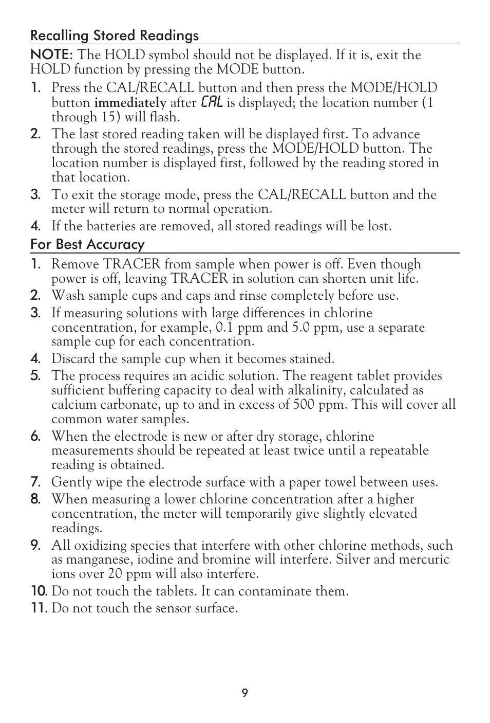 LaMotte Tracer Total Chlorine Meter User Manual | Page 9 / 16