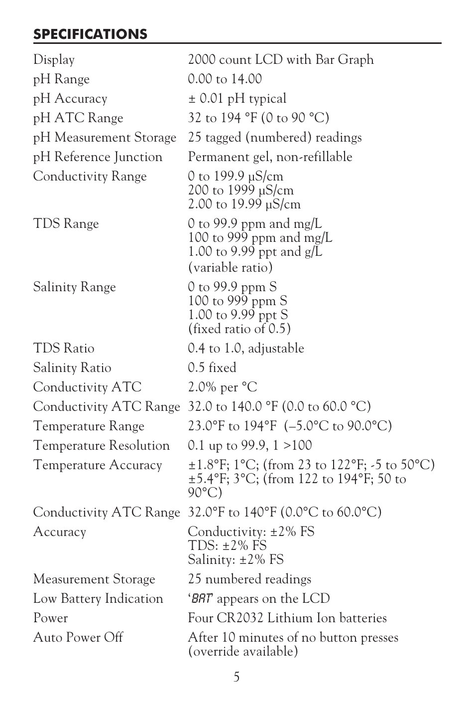 LaMotte Tracer Salt Meter User Manual | Page 5 / 24