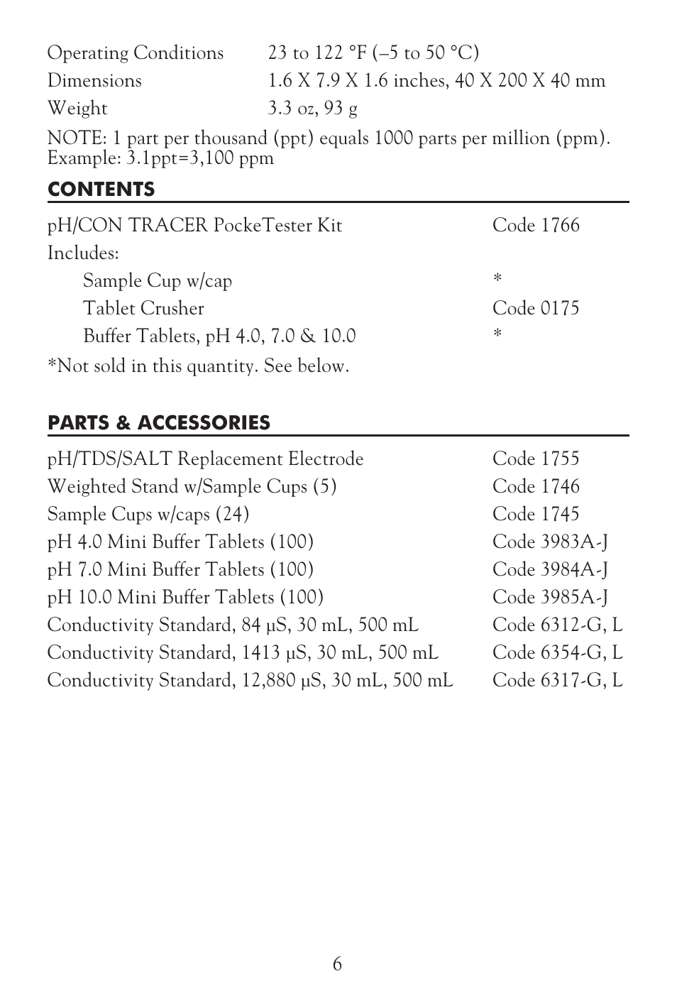 LaMotte Tracer Salt Meter User Manual | Page 6 / 24