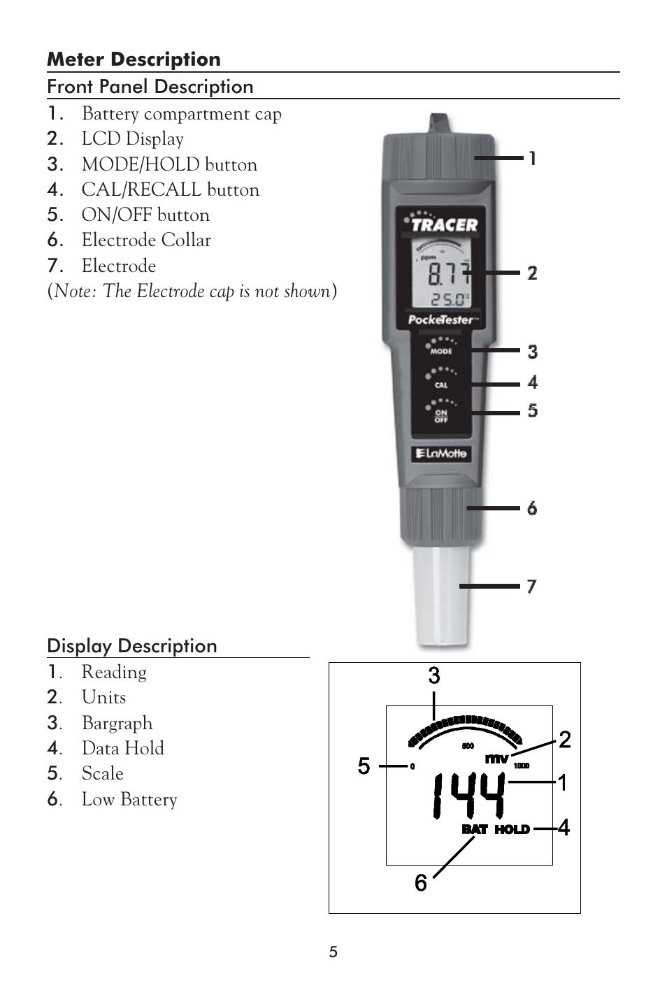 LaMotte Tracer ORP Meter User Manual | Page 5 / 12