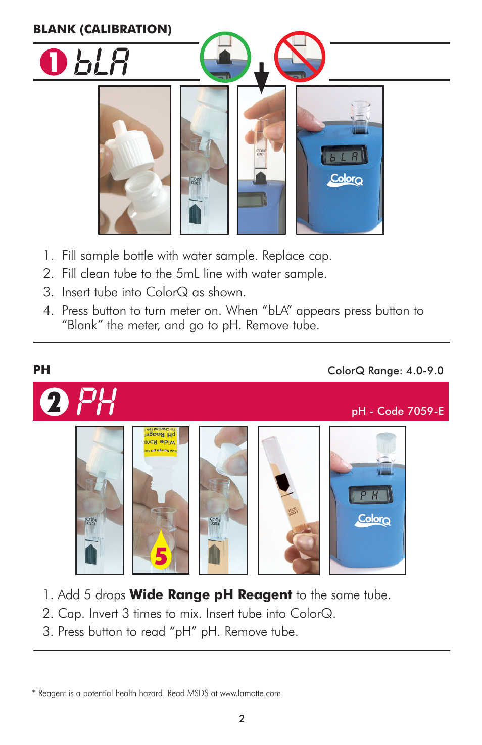 LaMotte ColorQ DW User Manual | Page 2 / 8