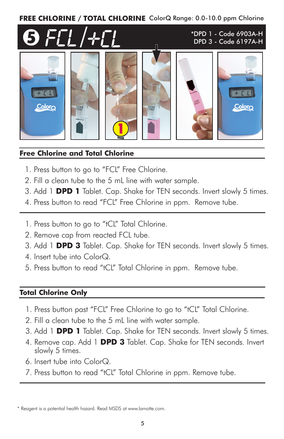 Fcl /+cl | LaMotte ColorQ DW User Manual | Page 5 / 8