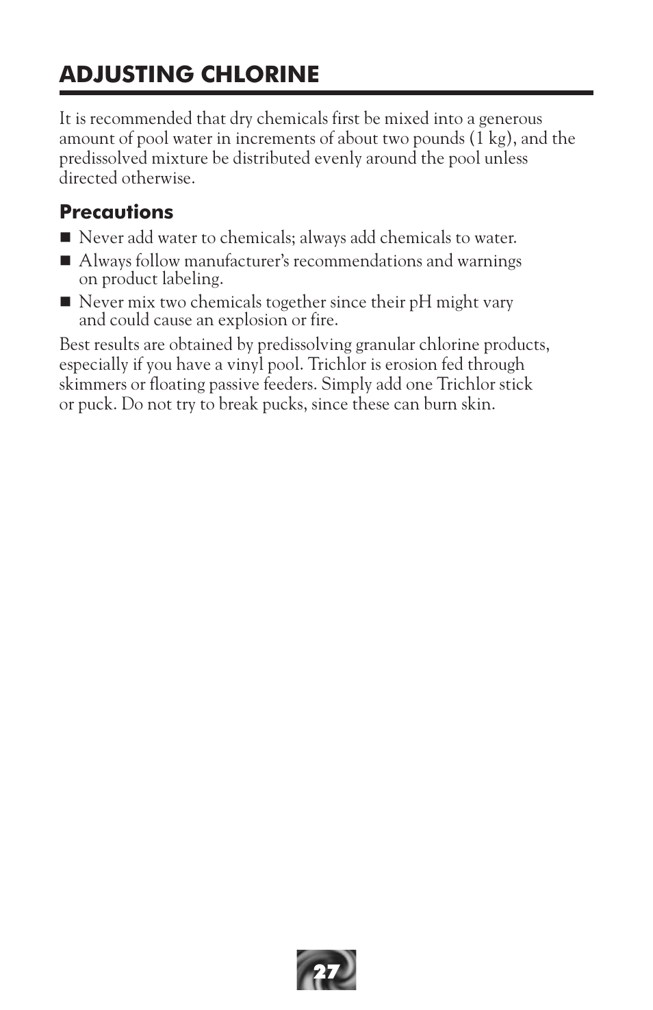 Adjusting chlorine | LaMotte Pool & Spa Owner's Handbook User Manual | Page 29 / 40