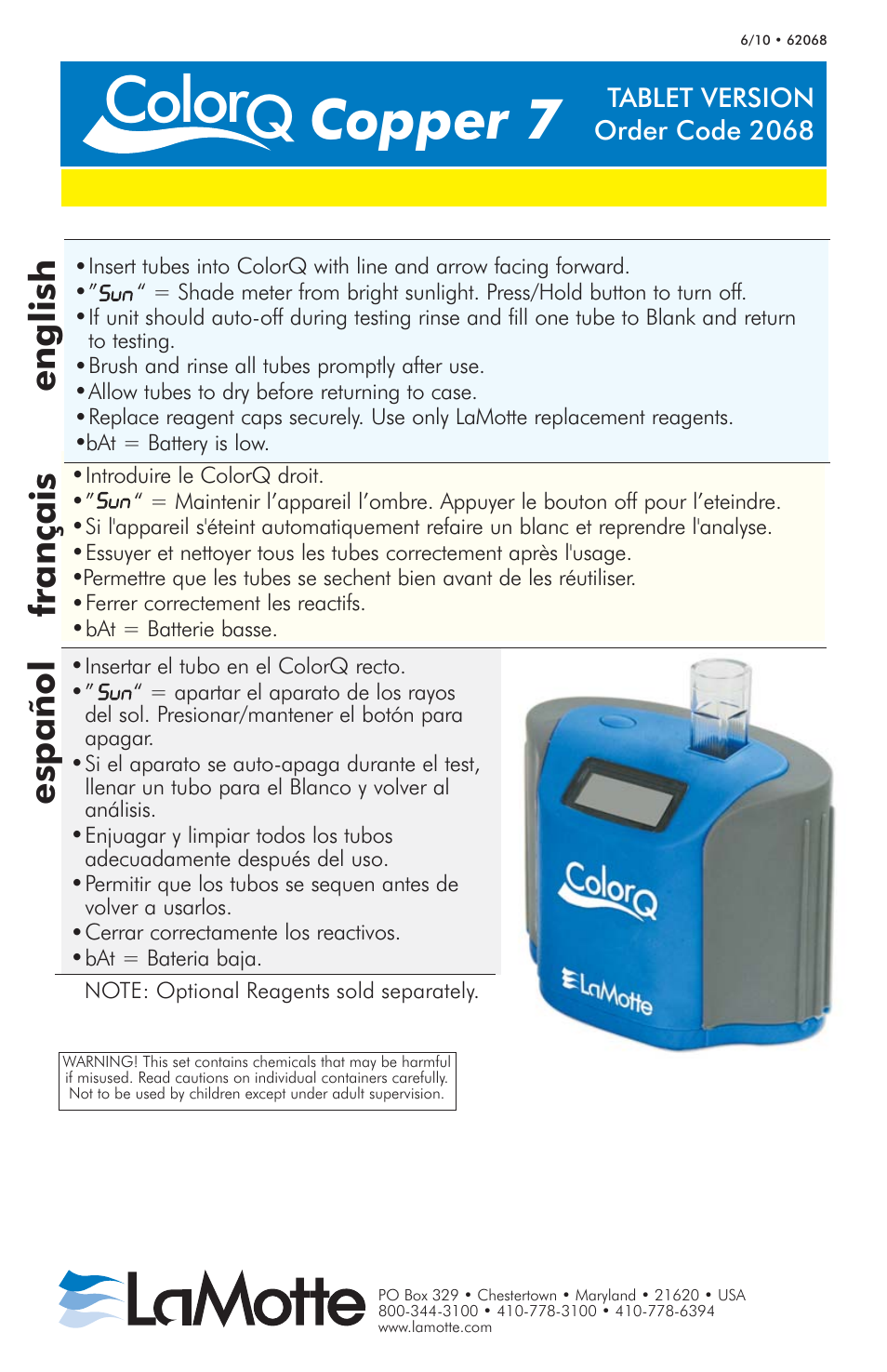 LaMotte ColorQ Copper 7 User Manual | 12 pages