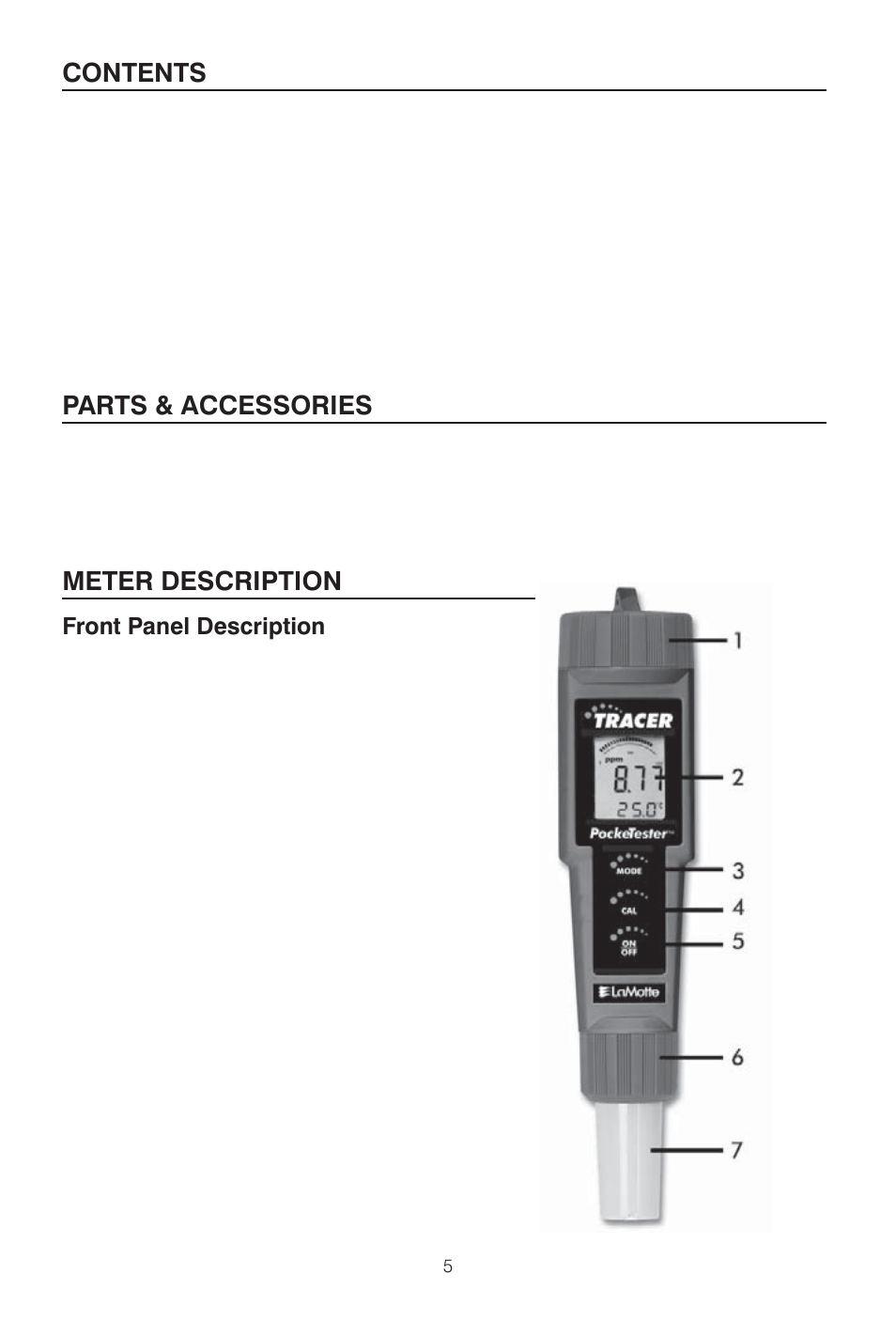 LaMotte TRACER POCKETESTER FLUORIDE User Manual | Page 5 / 16