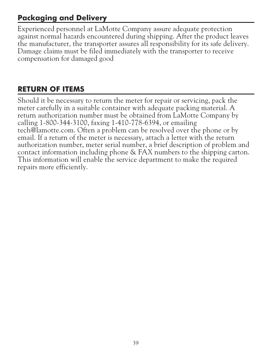 LaMotte 5 Series TDS Meter User Manual | Page 39 / 40